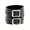Addicted Excessories wraparound leather bracelet with black eyelets, gothic boutique, handcrafted in Montreal Quebec Canada


