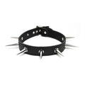 Addicted Excessories studded leather collar with long spikes, punk gothic boutique, gothic jewelry, handcrafted in Montreal Quebec Canada
