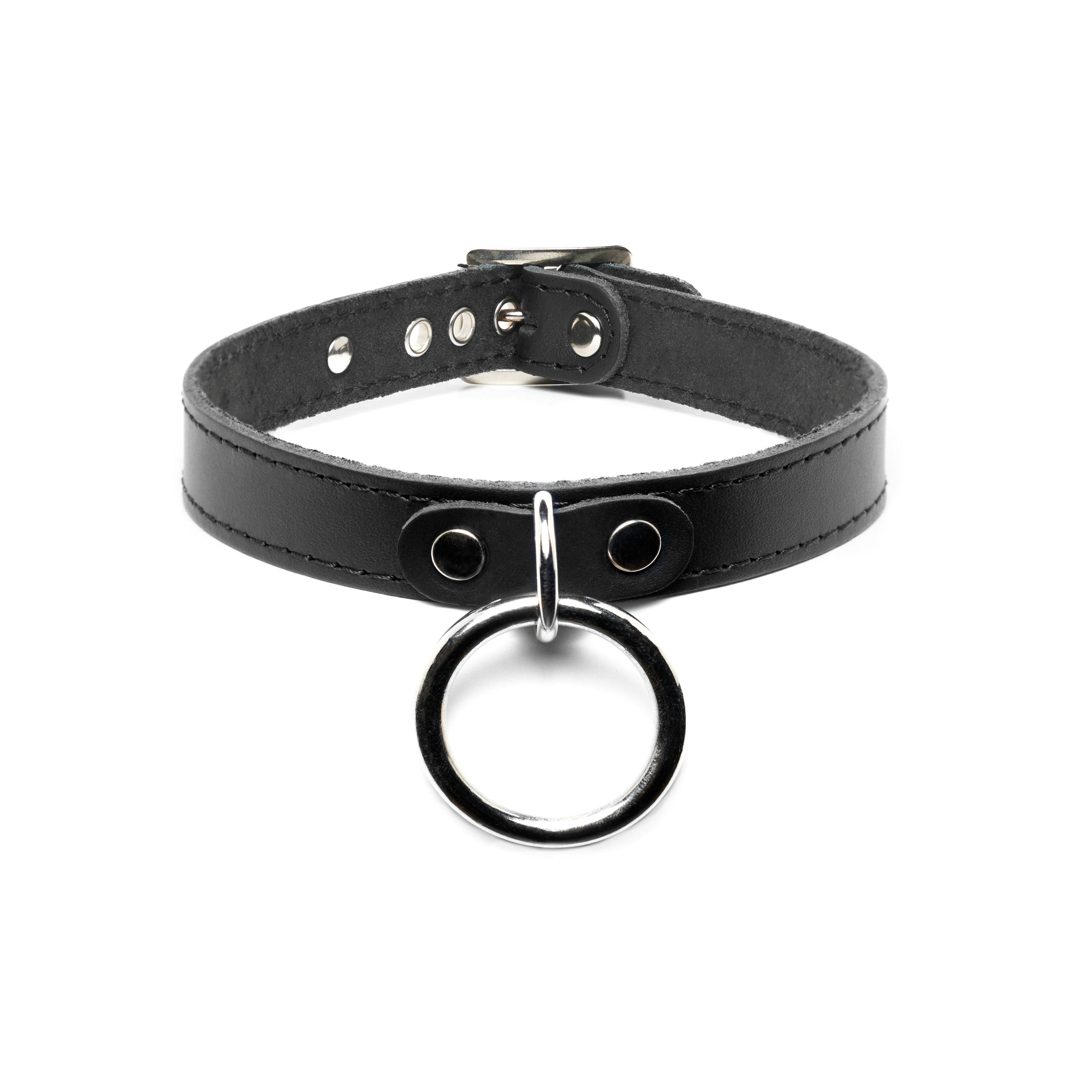 Addicted Excessories leather collar with ring, punk gothic boutique, gothic jewelry, handcrafted in Montreal Quebec Canada
