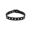 Addicted Excessories leather collar with silver eyelets, punk gothic boutique, gothic jewelry, handcrafted in Montreal Quebec Canada
